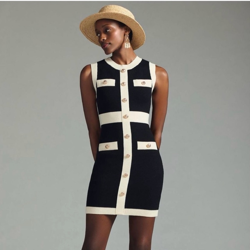 Anthropologie Endless Rose Knit Mock Neck Mini Dress